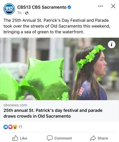 18u representing PRIDE at the Old Town Sacramento St. Patrick’s Day Parade.