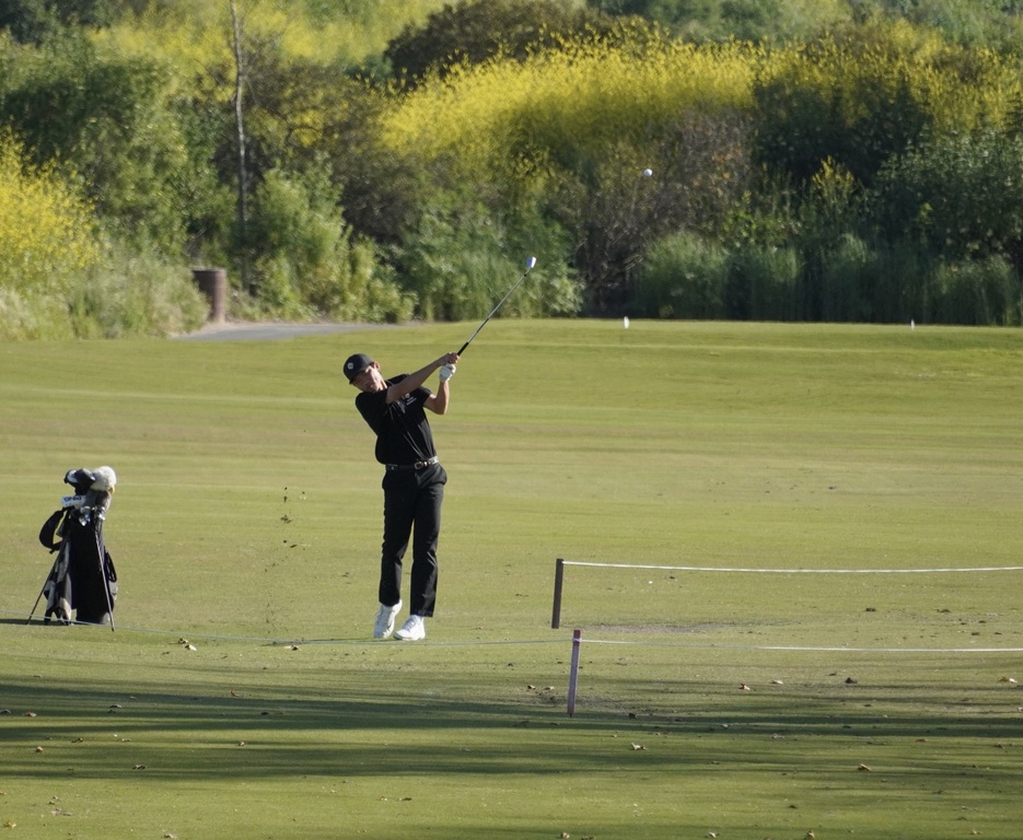 Harley's approach shot into the green on hole 2.