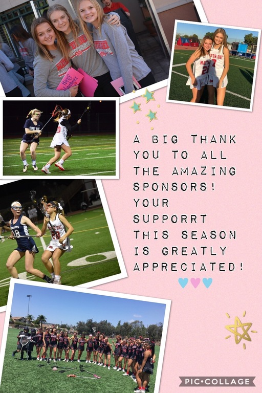 Thank you sponsors for supporting Mater Dei lacrosse!