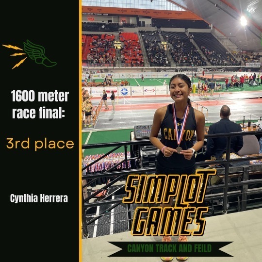 Cynthia Herrera with a 3rd place finish in the 1600 at the Simplot Games!!