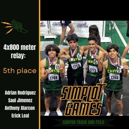 Boys 4x800 relay team with a 5th place finish!!