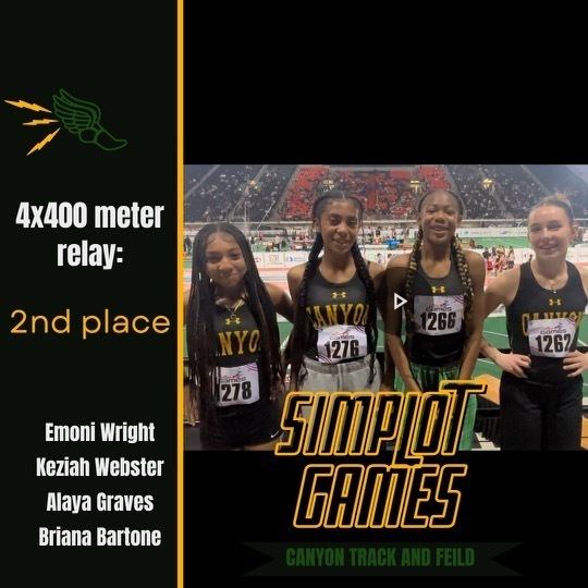 Girls 4x400 meter relay team with a 2nd place finish!!