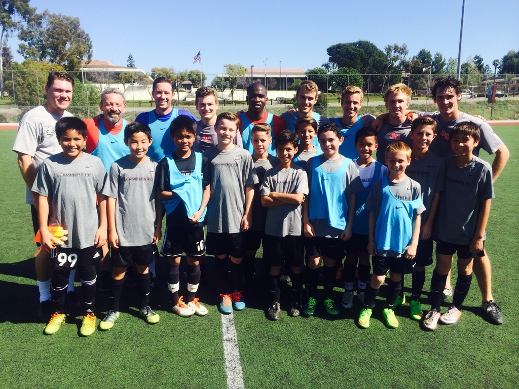 Scrimmage with Biola University Soccer Players! Thank you for hanging out with our team today! #slammersfullerton