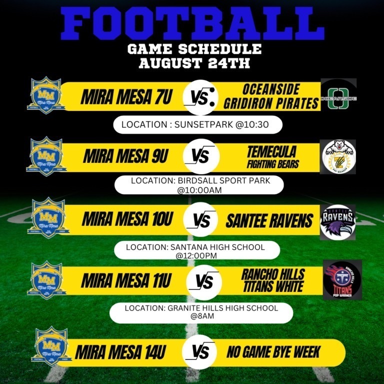 Our First Game Of The Season Will Be Mira Mesa vs Santee Ravens @ 12pm at Santana High School August 24th