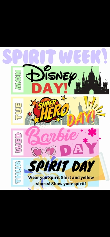 Spirit Week Monday,  Aug 19th- Thursday, Aug 22nd