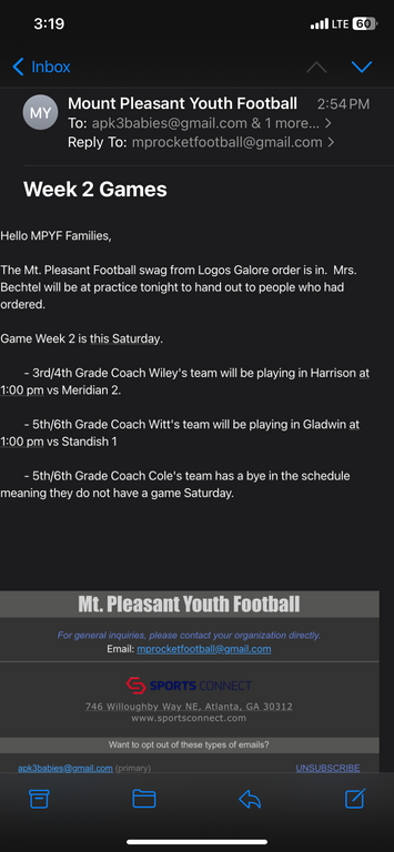 Was this email an error? Didn’t think we played a game again until 9/14?