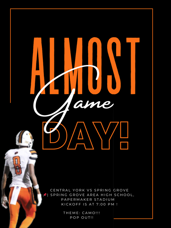 Almost Game Dayy!!🔥

Tomorrow Central York heads down to Spring Grove to take on the Rockets!!

Make sure to come and support CY!!
#gopanthers🐾 #CYfootball