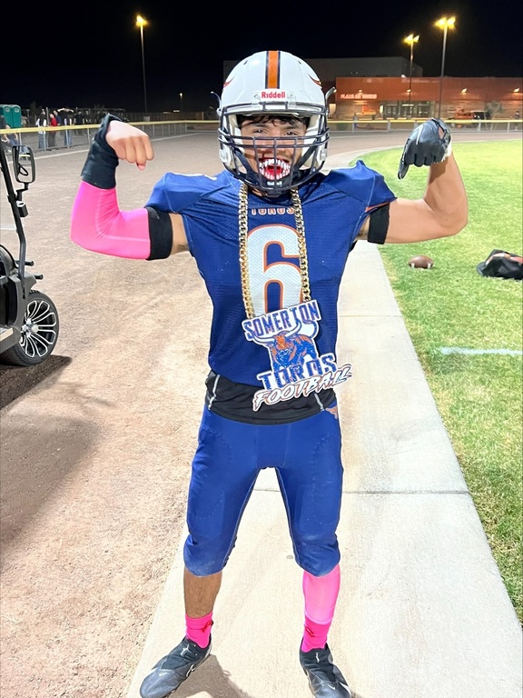 Diego wearing the Turnover chain after his first of two fumble recoveries!