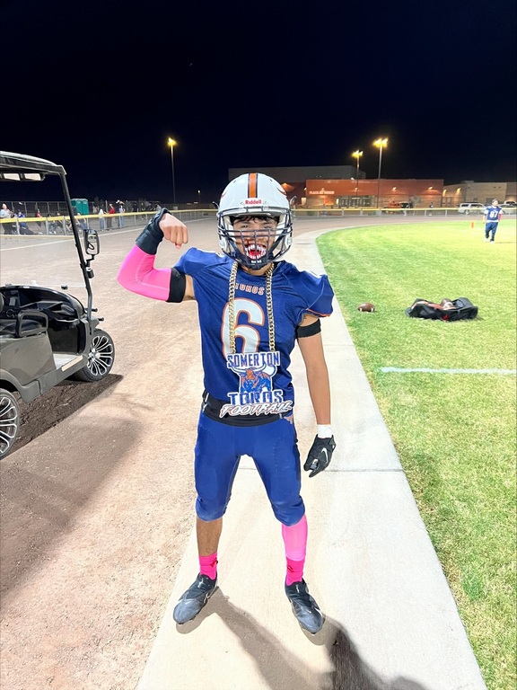 Diego wearing the turnover chain after his second fumble recovery resulting in a Touchdown!