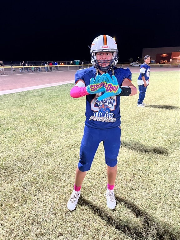 Andres wearing the turnover chain after his interception to stop a crucial drive for Calexico!
