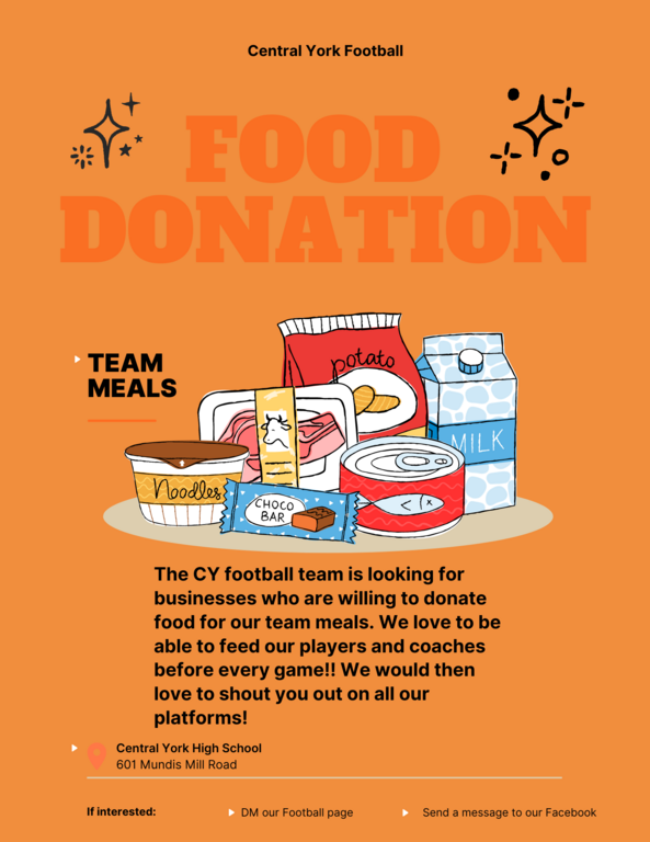 ATTENTION!!! 
We are looking for any businesses that are willing to donate food to us for our team meals. We enjoy being able to feed our players before every game. If you are interested in donating or know of anyone that would be willing to donate pleas