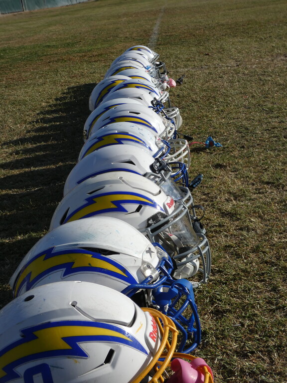 helmets lined up