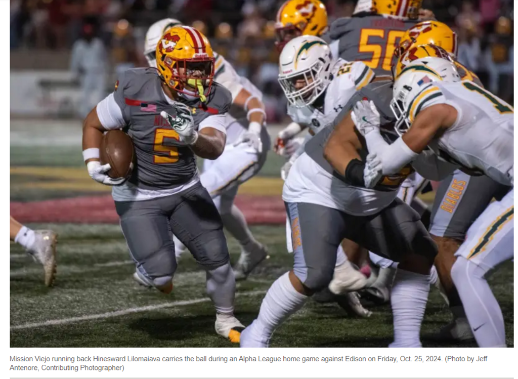 Mission Viejo football stays motivated, rolls to win over Edison!!

Mission Viejo’s offense produces four passing touchdowns and three rushing touchdowns as it earns a share of the Alpha League title!

LInk to full OC Register Coverage....
https://ww