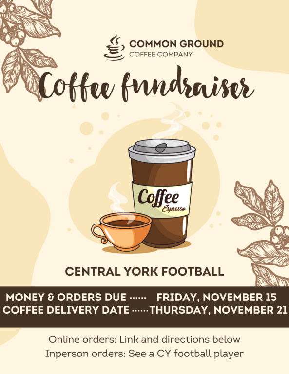 Hey central fans! 🔥

We are having a coffee fundraiser, get yours now and spread the word!! ☕

Online Sales Instructions: For online orders, please select “Central York Football” from the dropdown menu labeled "Fundraiser" at checkout.

https://www.