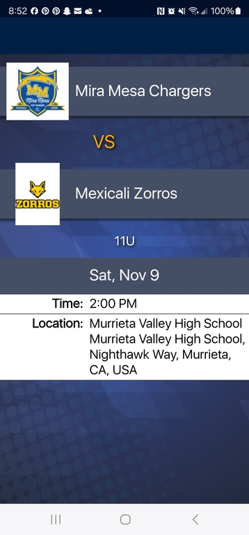 Let’s show up big and bring our Charger pride to Murrieta Valley High School for the championship game as our Mira Mesa Chargers take on the Mexicali Zorros! 🏆  Let’s fill the stands and cheer loud—GO CHARGERS! 💙💛⚡️