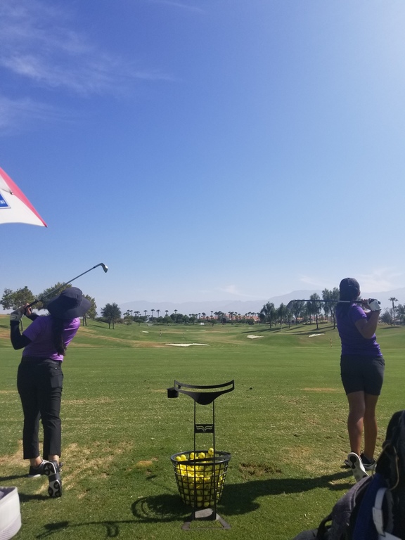 Trinity and Maleyna practicing for their first match tomorrow.