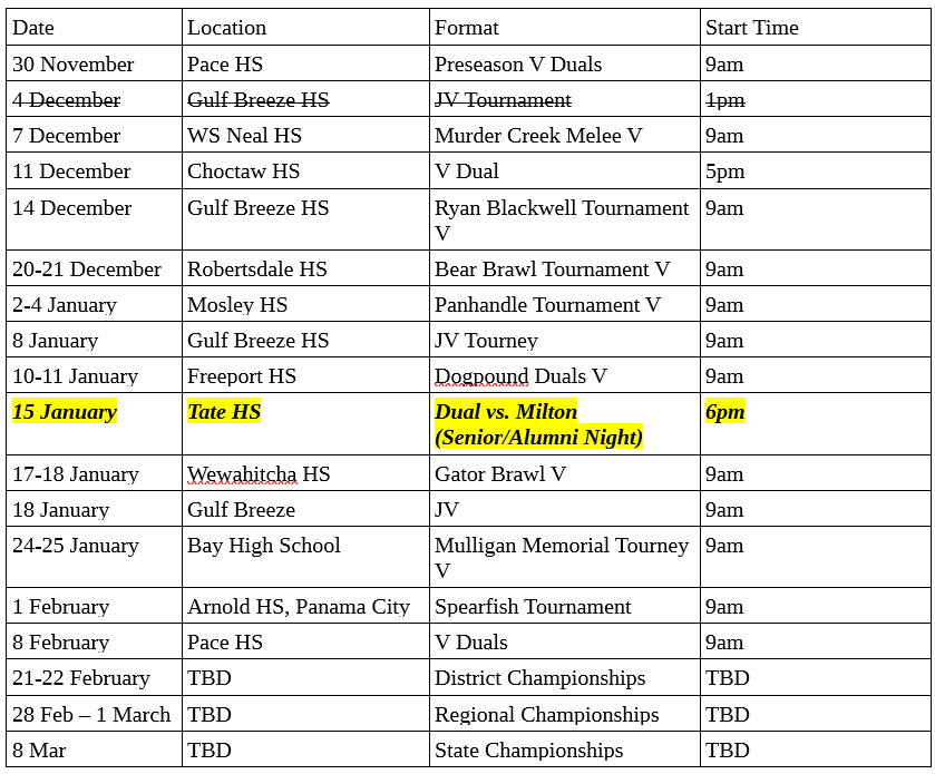 2024-2025 Schedule