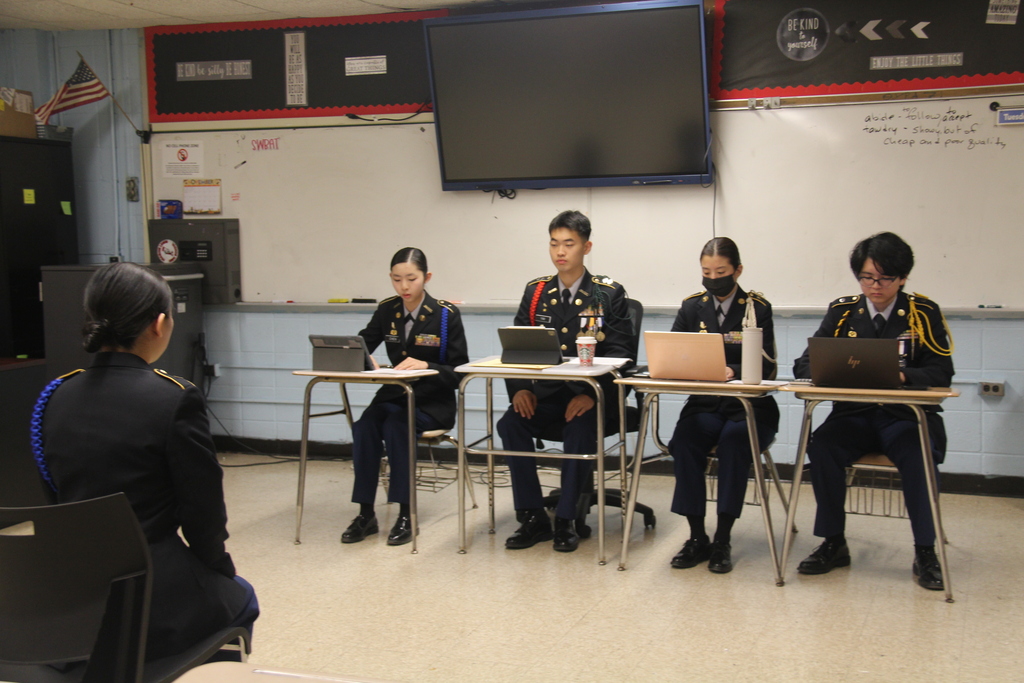 Tuesday, November 19th | Make-Up Promotion Board and Cadet of the Semester Board
Cadets demonstrated their leadership skills and knowledge of JROTC in front of a panel of senior cadets— a key step in earning their next rank.