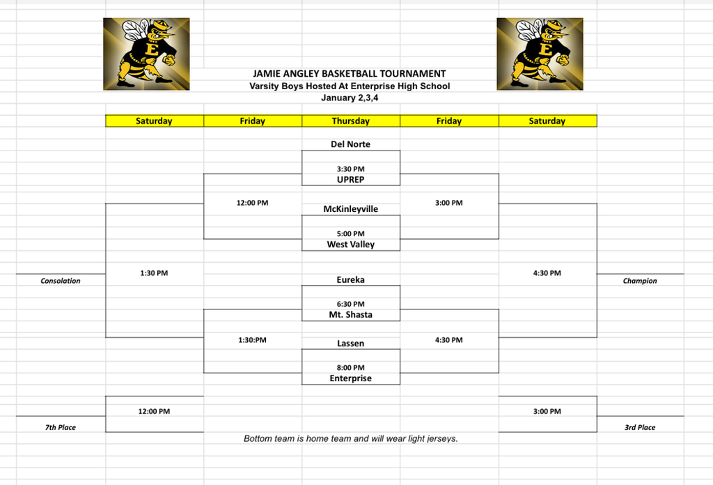 Jamie Angley Varsity Bracket - bottom team is home team