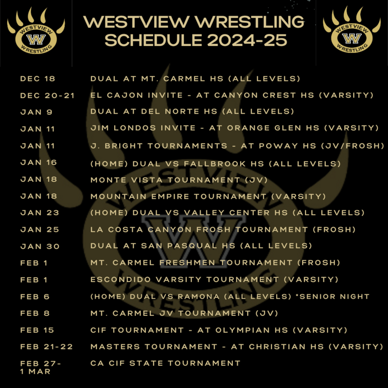 Please see 2024-25 Wrestling Schedule