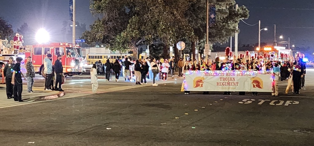 OUR TROJANS INTRODUCED SANTA CLAUS AT THE VERY END OF THE PARADE.