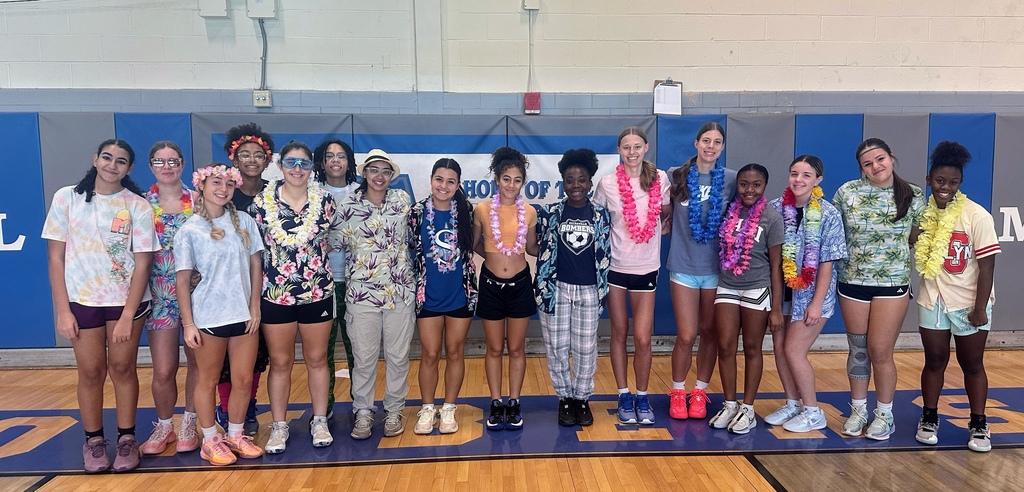 Winter break practice fun. Hawaiian attire! Thinking of warmer weather.