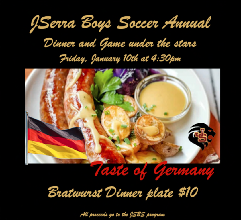 Our Annual Game and Bratwurst night! Great Bratwurst dinner for $10 starts at 4:30pm. Varsity game starts at 5:30pm