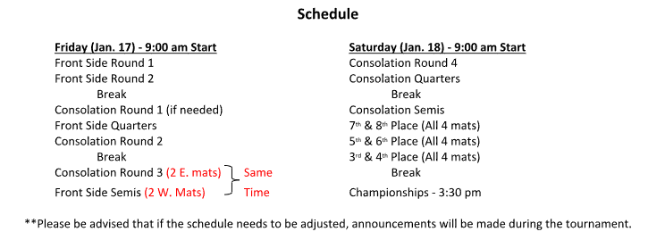 Attached is an image of the estimated tournament schedule for Newton TOC.
