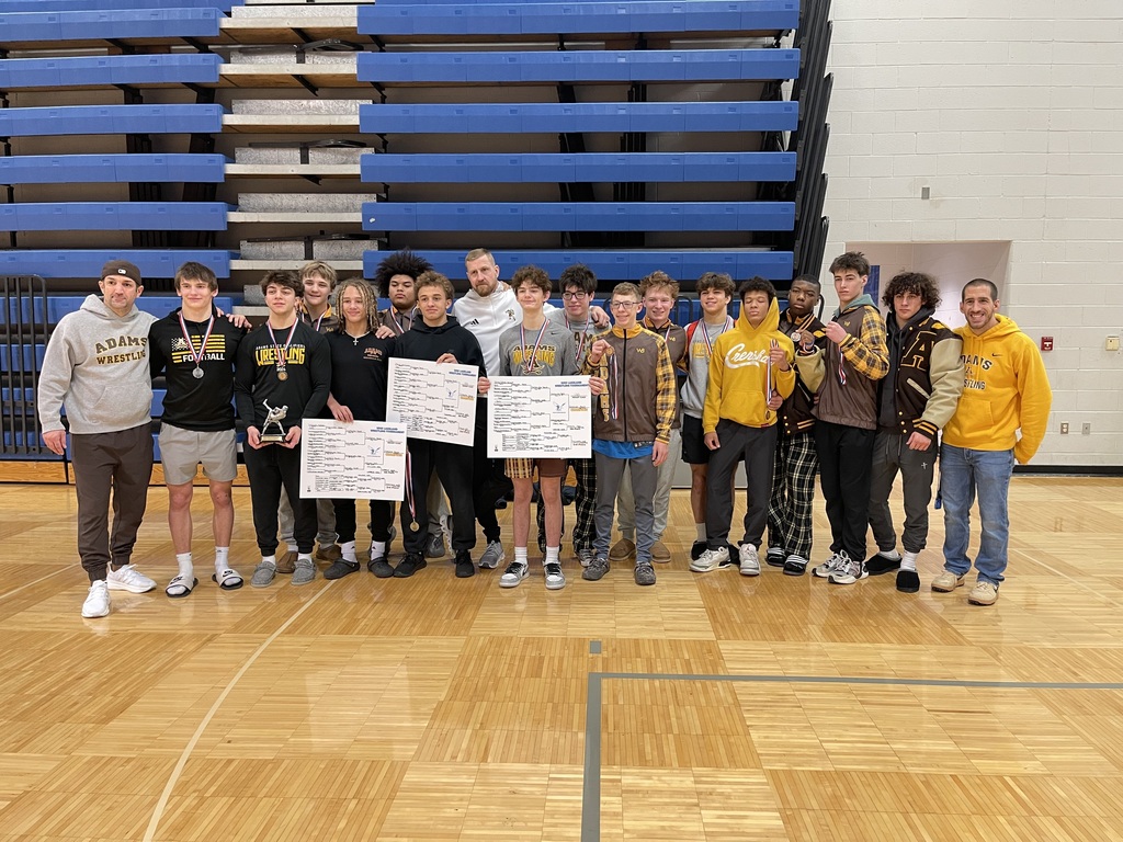 Our Adams Team took First place and the following individual wrestlers placed:

#113 Chris Spresney 5th place
#120 JD Quinlan 1st place 
#126 Deacon Morgan 1st place
#132 Chad Crenshaw 5th place
#138 Jace Morgan 1st place 
#144 Christian Stephans 3rd plac