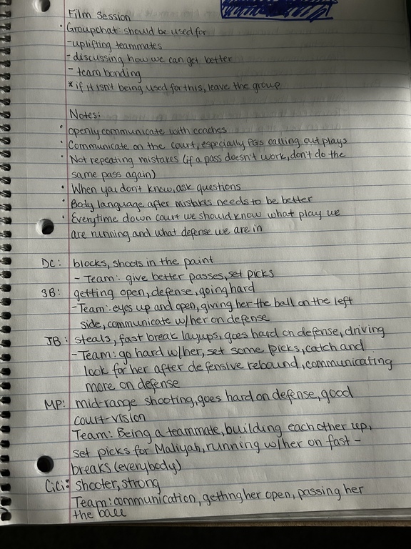 Tonight, we talked about many ways that we all can contribute to pushing the team in a positive direction. We also discussed strengths of each player and how the team can help them be more successful.