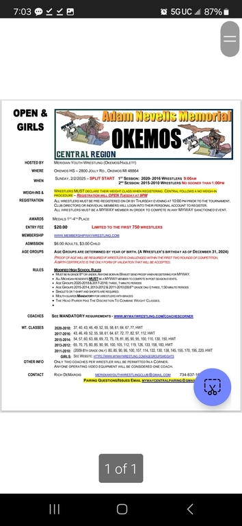We changed the tournament location for this weekend. We are going to go to Okemos.