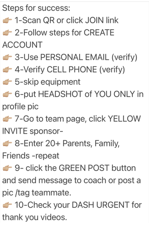 https://www.blastathletics.com/teams/121857/join

This is the join link in case there is an issue with having them scan the QR code… Text it to them please… But everybody follows the directions on this photo