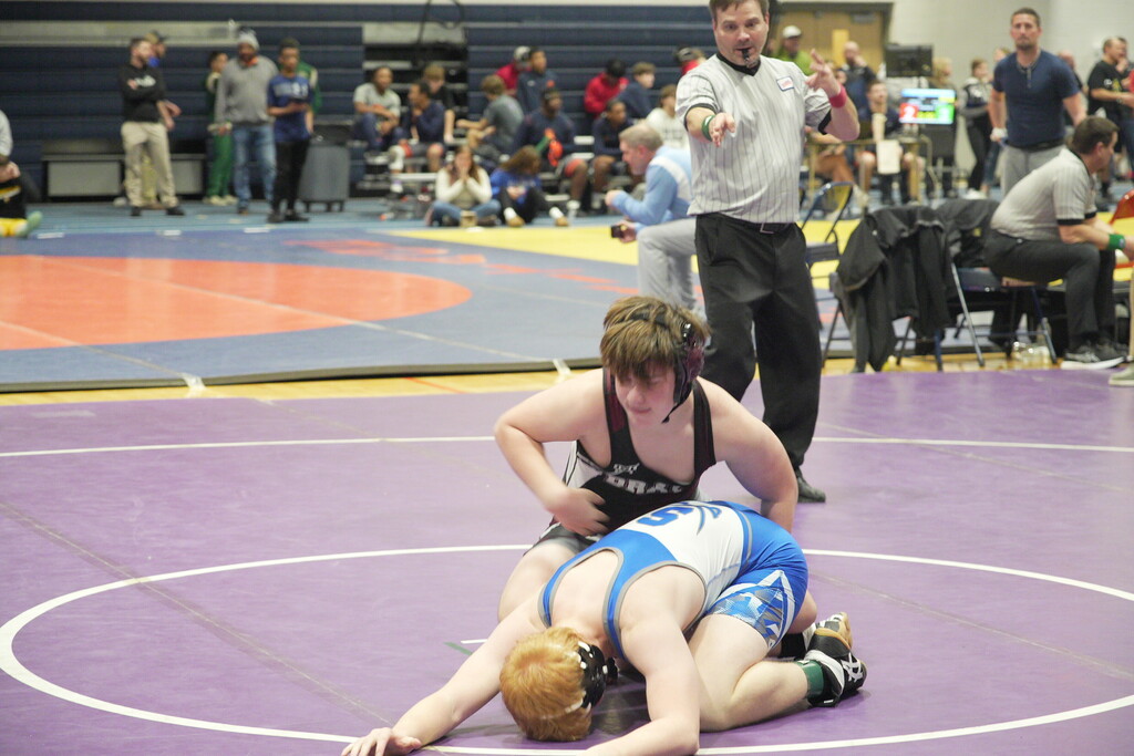 Tyler on top after winning the takedown