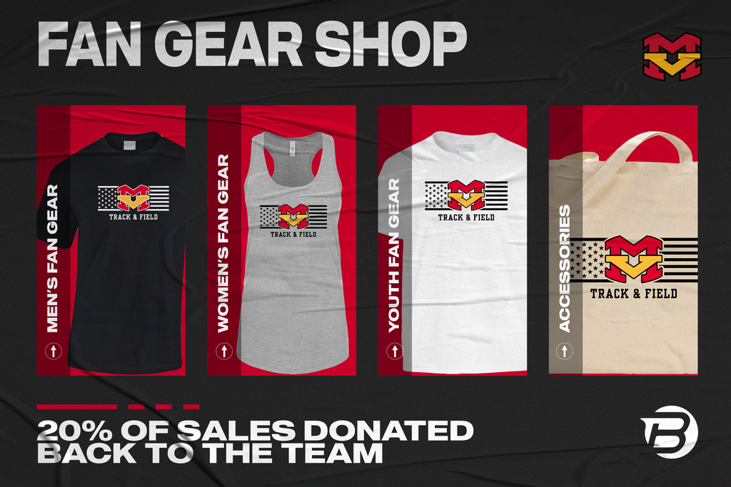 MVHS Track & Field...
Your Blast Fan Gear Store is open!  Click the link below to get your MVHS Fan Gear.  All orders will be shipped directly to you!  
Details to follow on the Athlete Apparel Store as well.

https://www.blastfangear.com/collections/miss