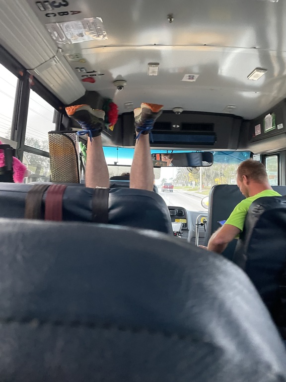 Team spirit on the way to the meet