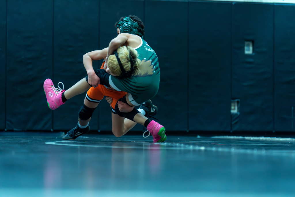 Jaxon with a double leg takedown for 3!