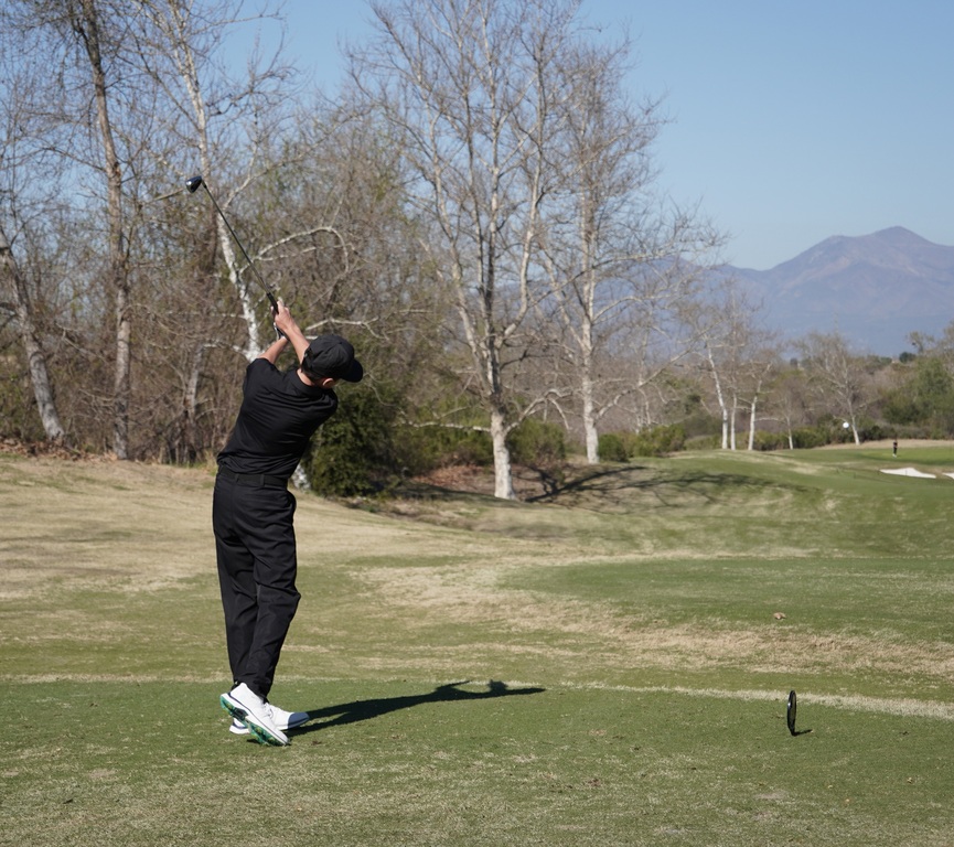 Jase Johnston with his opening round tee shot.  Congratulations to Jase for making the Varsity Golf team.