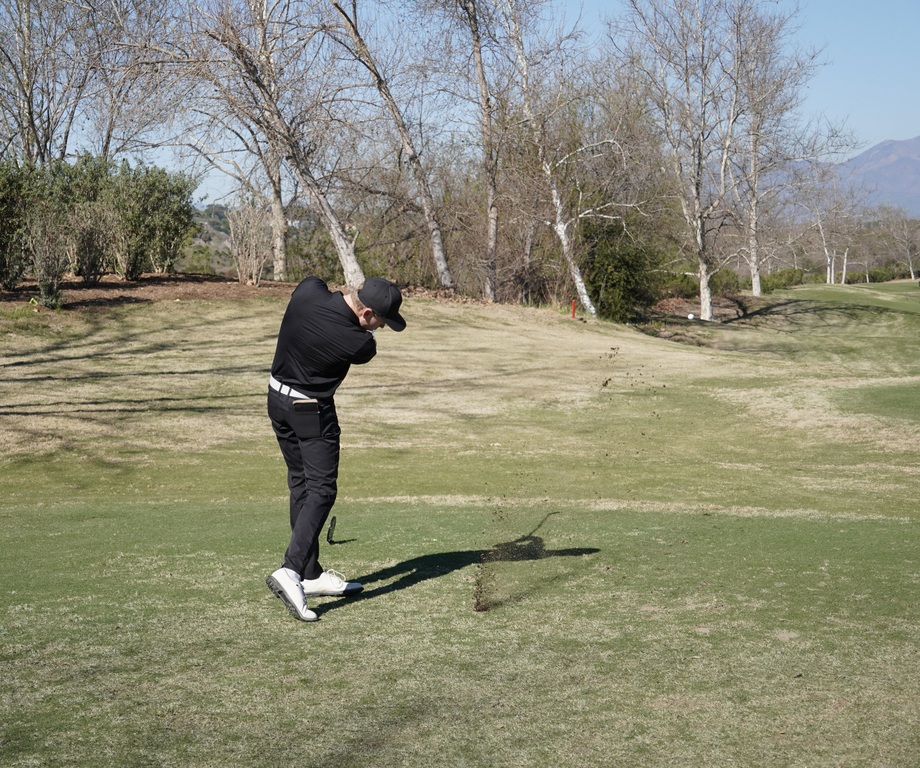 Gavin Heller on the first tee.