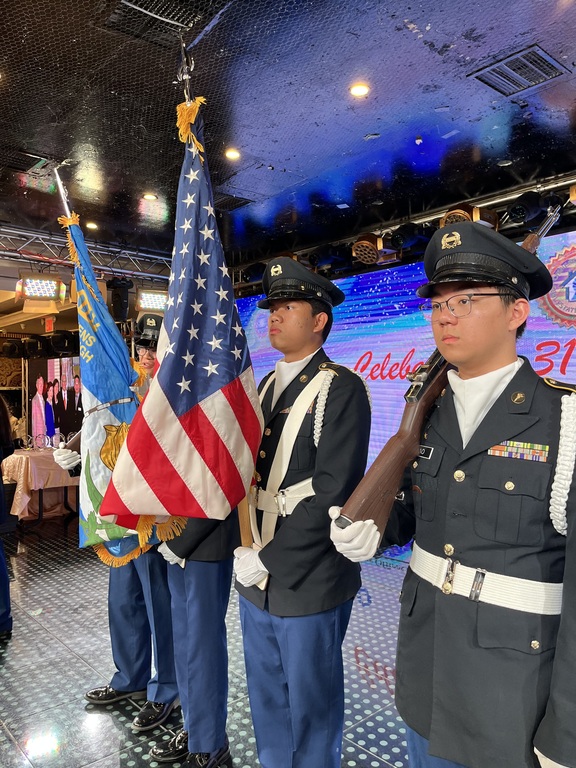 Throwback: Honor Guard gets ready to present the colors at Royal Queens Restaurant for the Chinese American Real Estate Association's 31st Anniversary.
