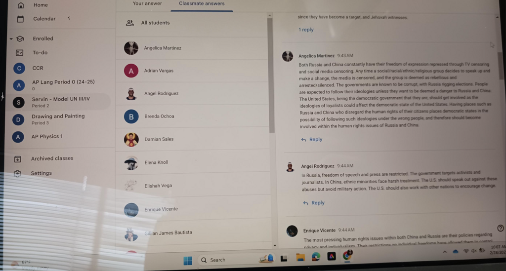 Online class discussion