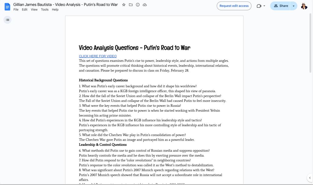 Completing my analysis of Russian agression