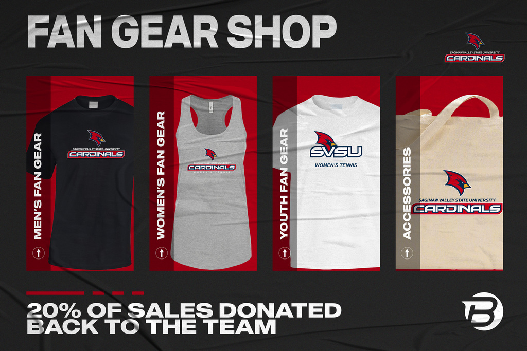 Your store is live! Shop your Fan Gear here: https://www.blastfangear.com/collections/saginaw-valley-state-university-womens-tennis-fan-store