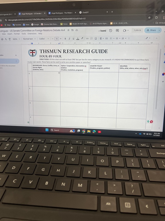 Working on #4x4 for MUN!