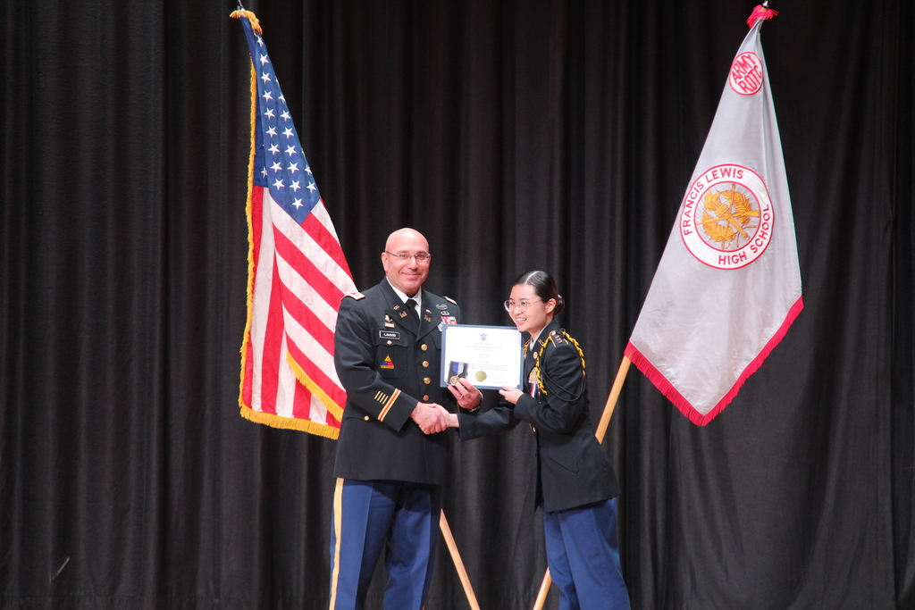 The National Society United States Daughters of 1812 Medal is awarded to a JROTC cadet who has demonstrated the qualities of academic excellence, leadership, military discipline, dependability, patriotism, and upright character in speech and behaviors, wh