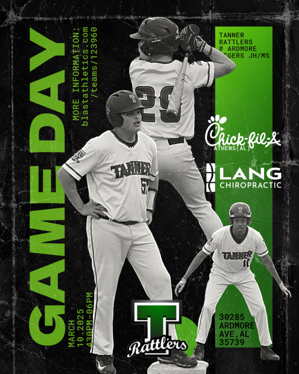GAME DAY ALERT! 
Location: Ardmore High School (( 30285 Ardmore Ave, Ardmore AL 35739 )) 

Game Time: 4:30/6:00 PM 

Live Stats (( https://web.gc.com/teams/Ll0wBKaKfKDB/schedule/32ba7c57-bf45-4964-ac91-fb57f8692990/info )) 

#RattlerBaseball #GoRattlers