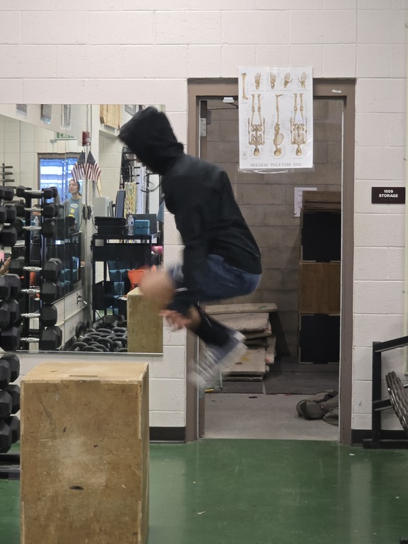 Aaron box jumping during dry land training
