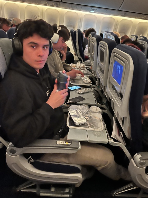 Ivan eating some good food on our flight to Prague!!