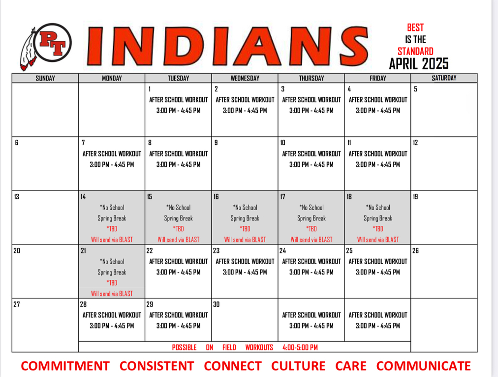 APRIL CALENDAR