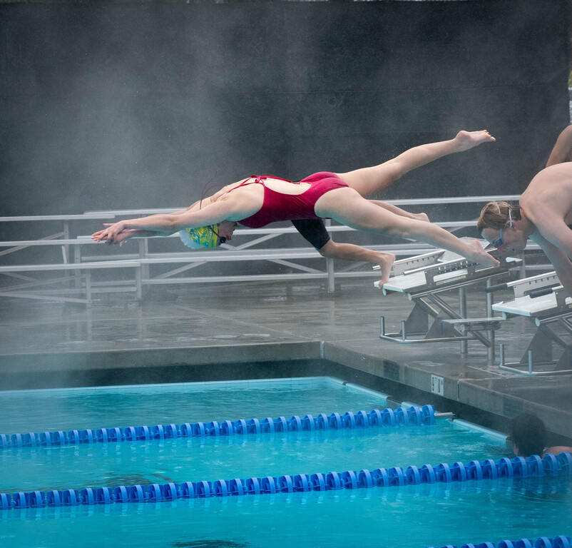 Anya Massi starting her first event at the intersquad meet