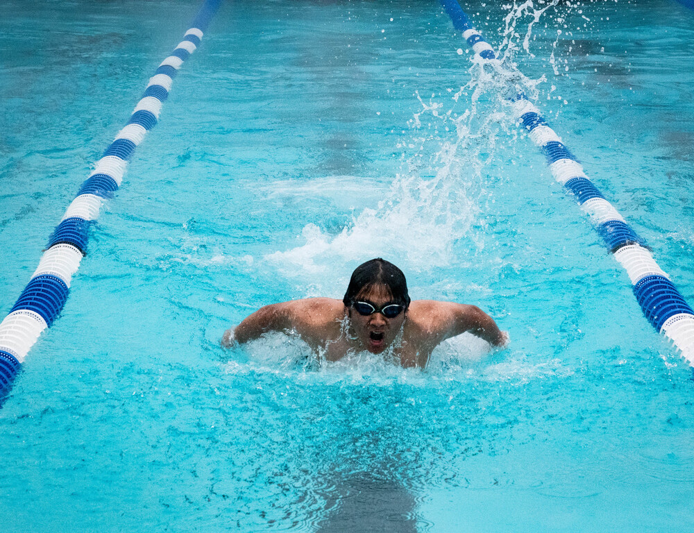 Zach Kim during the 100 fly at the intersquad meet